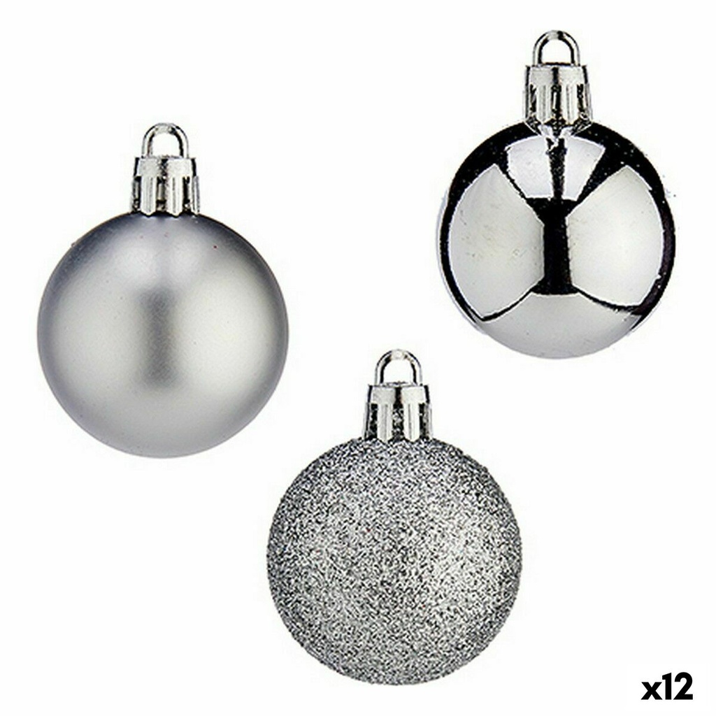 Set of Christmas balls Krist+ K1912485-4 Silver Plastic 4 cm (12 Units)