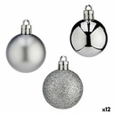 Set de Bolas de Navidad Krist+ K1912485-4 Plateado Plástico 4 cm (12 Unidades)