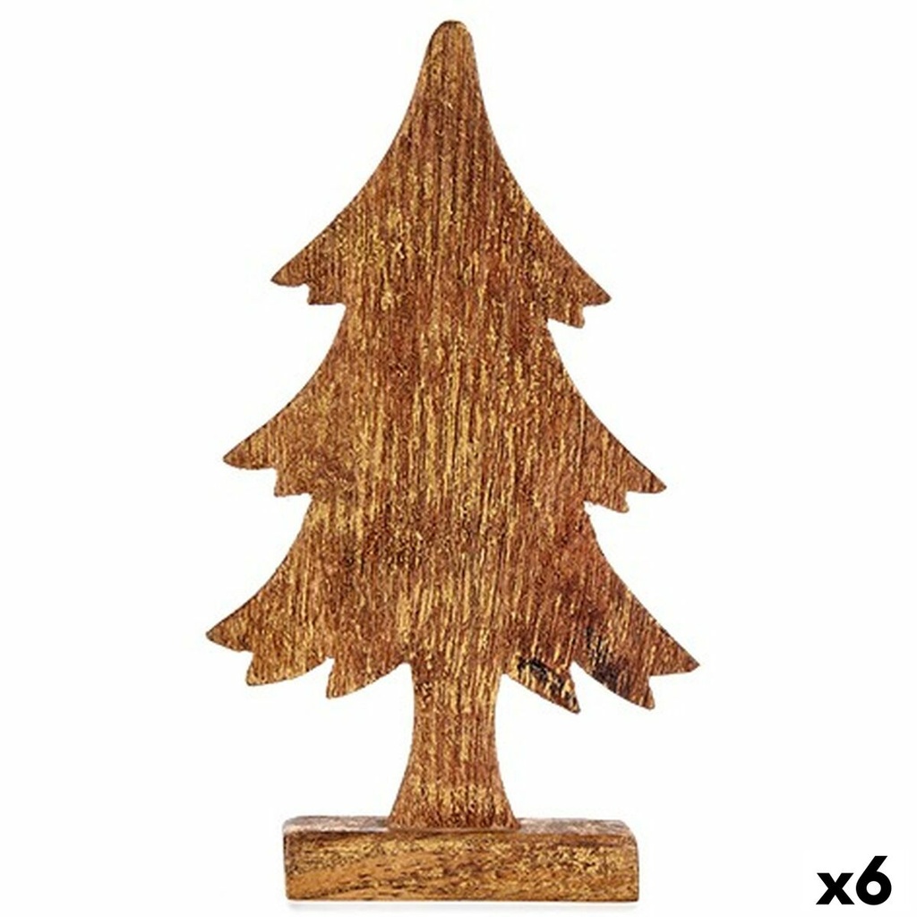 Figura Decorativa Árbol de Navidad Dorado Madera 5 x 31 x 15,5 cm (6 Unidades)