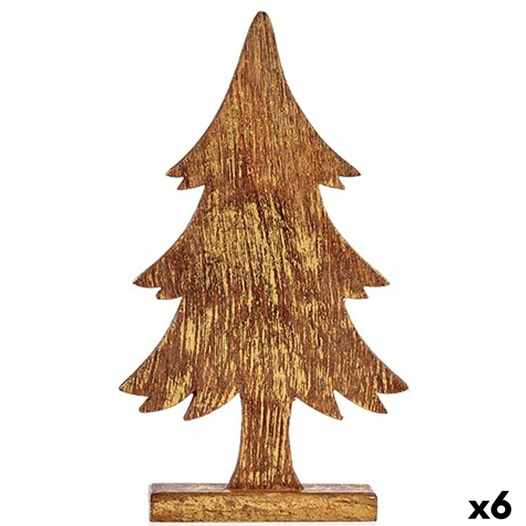Figura Decorativa Árbol de Navidad Dorado Madera 5 x 39 x 22 cm (6 Unidades)