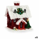Christmas bauble Krist+ 19CD387 White Red Green House 19 x 24,5 x 19 cm Tinsel (12 Units)