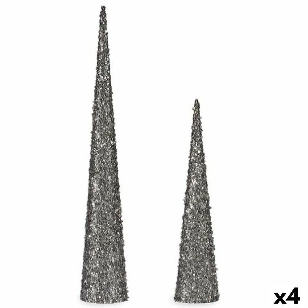Christmas bauble Krist+ 193YYX38-MNCA-1 Silver Cones 9,5 x 60 x 9,5 cm Sequins (4 Units)