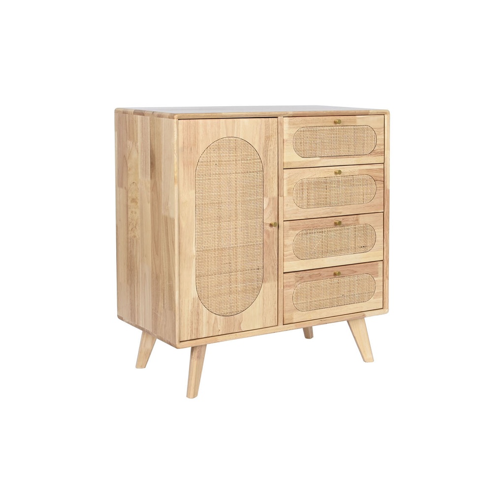 Sideboard DKD Home Decor Natural Metal Rattan Rubber wood 73,5 x 35 x 78 cm