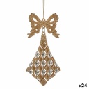 Adorno Navideño Lazo Rombos Champagne Plástico Purpurina 7,5 x 1 x 15,5 cm (24 Unidades)