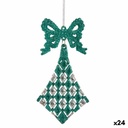 Adorno Navideño Lazo Rombos Verde Plástico Purpurina 7,5 x 1 x 15,5 cm (24 Unidades)