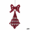 Adorno Navideño Lazo Rombos Fucsia Plástico Purpurina 7,5 x 1 x 15,5 cm (24 Unidades)