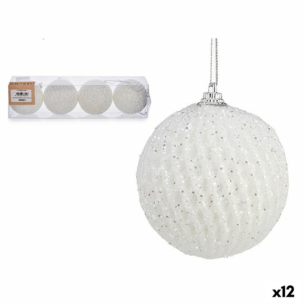 Set de Bolas de Navidad Krist+ 00424 Blanco Poliestireno (12 Unidades)