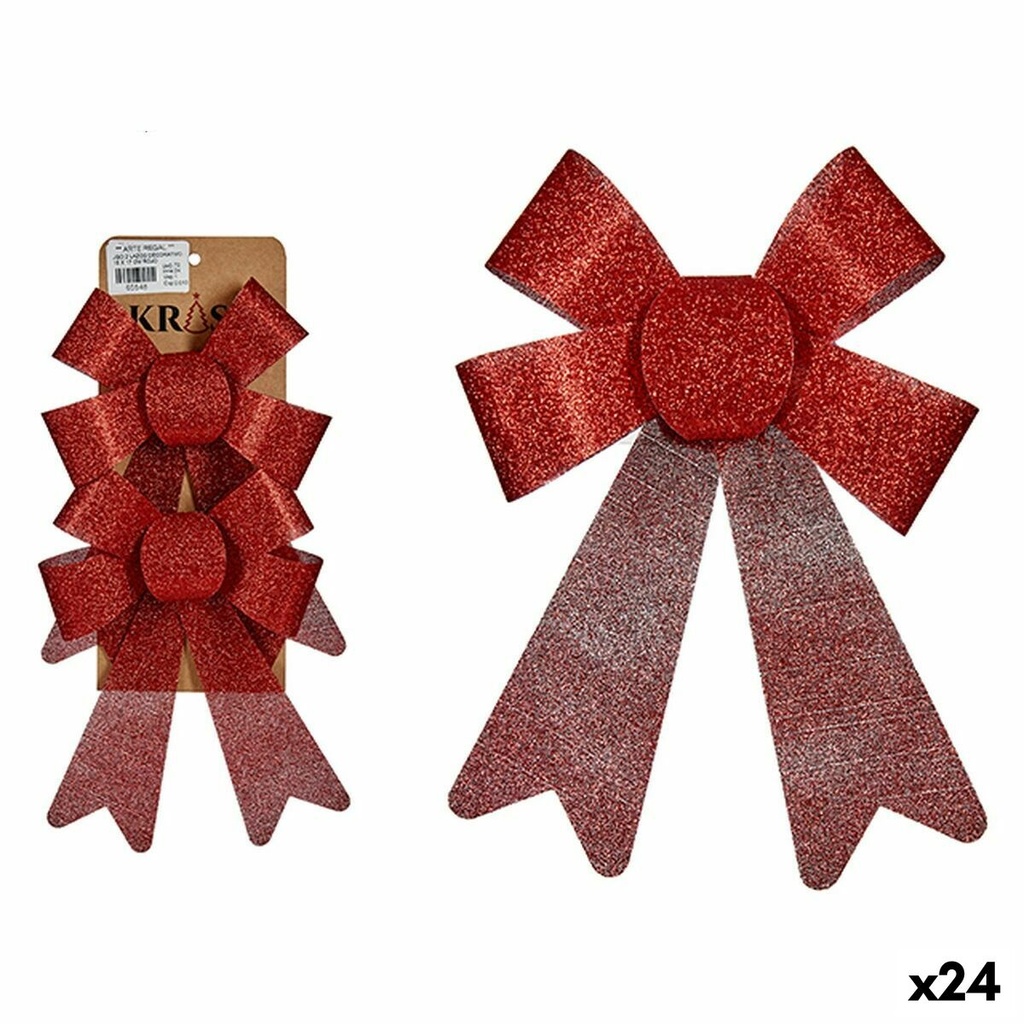 Set Adornos de Navidad Krist+ 65548 Rojo PVC 15 x 2 x 17 cm Lazo (24 Unidades)