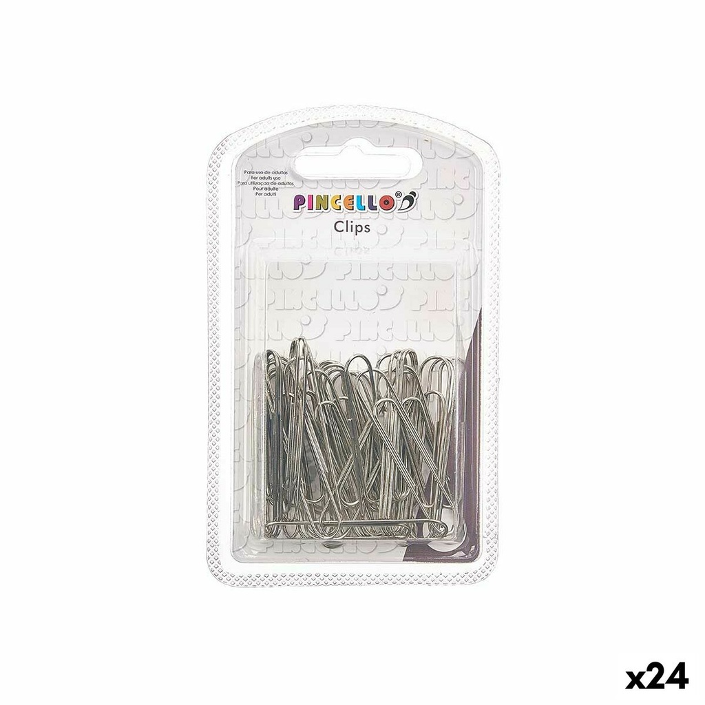 Clips Pincello 383 Plateado Metal Grande (24 Unidades)