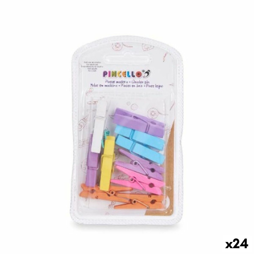 Clamps Pincello 397 Multicolour Wood Medium (24 Units)