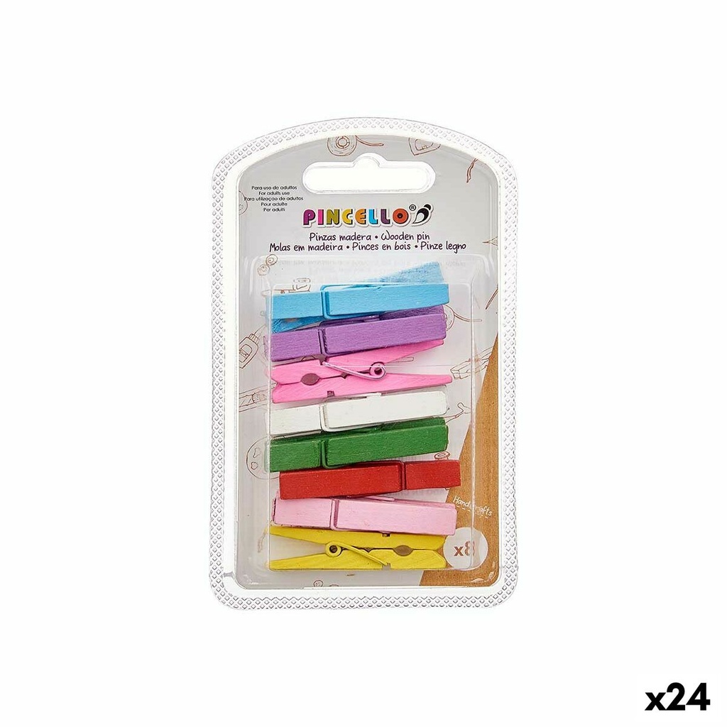 Clamps Pincello 398 Multicolour Wood Large (24 Units)