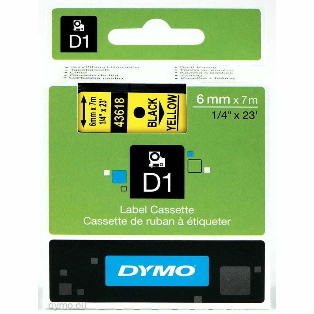Cinta Laminada para Rotuladoras Dymo S0720790 Amarillo Negro/Amarillo