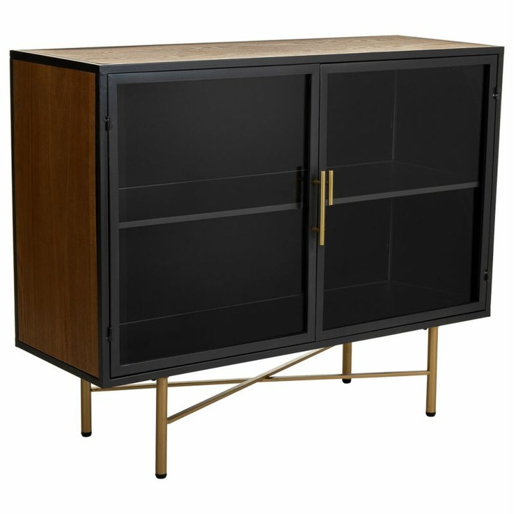 Sideboard Alexandra House Living Brown Metal Glass Fir wood MDF Wood 35 x 80 x 100 cm