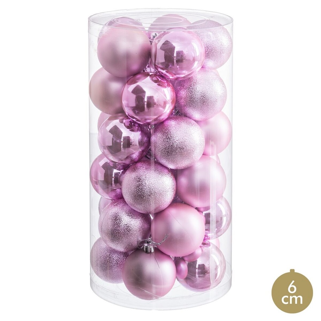 Bolas de Navidad Rosa Plástico Ø 6 cm (30 unidades)
