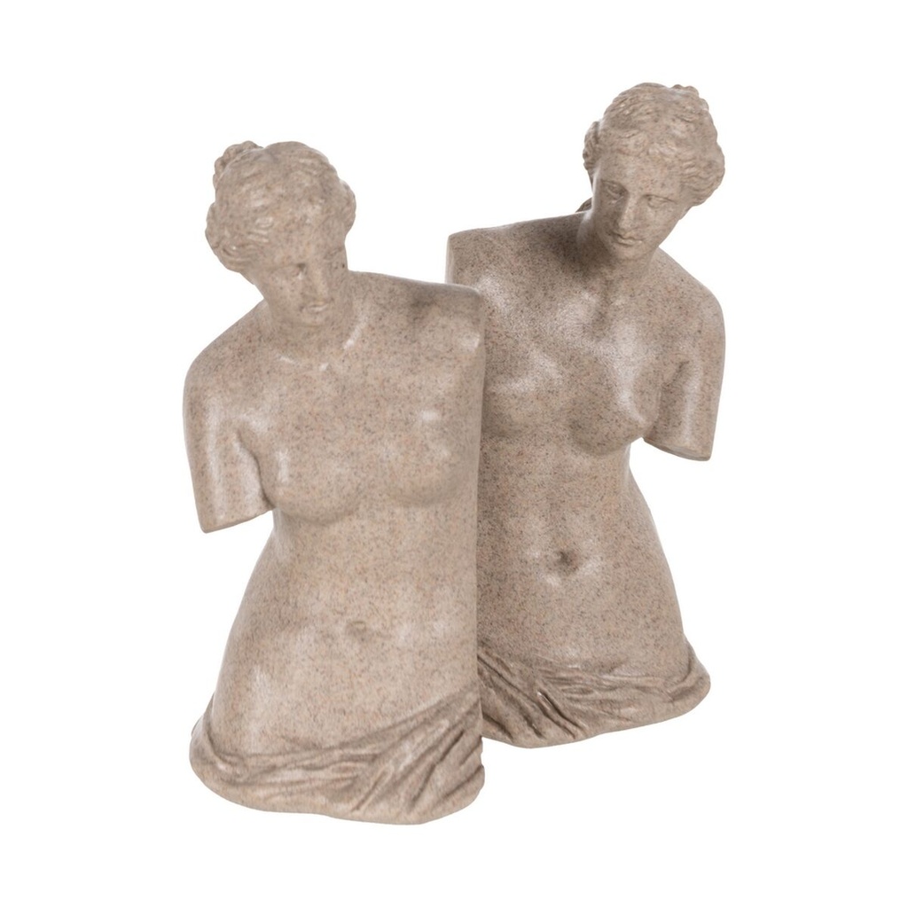 Sujetalibros Beige Poliresina 22,7 x 12,8 x 25,8 cm (2 Unidades)