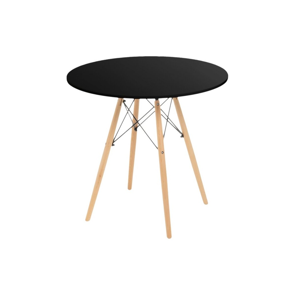 Table Black Natural 80 x 80 x 75 cm