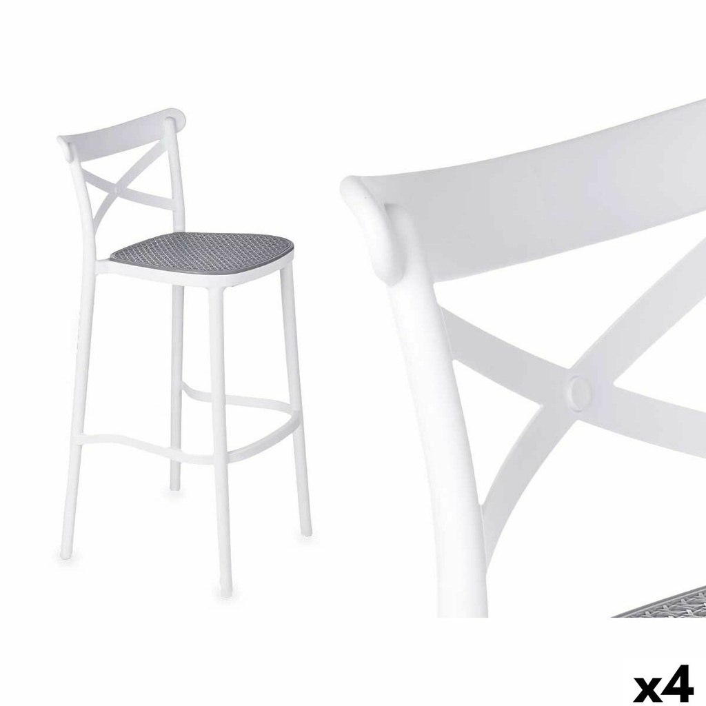 Stool PC-175B White Grey polypropylene Rattan 41 x 103 x 52,5 cm (4 Units)