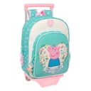 School Rucksack with Wheels Peppa Pig Pretty flowers Yellow Mint 26 x 11 x 67 cm 26 x 34 x 11 cm