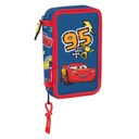 Double Pencil Case Cars Racing Navy Blue 12.5 x 19.5 x 4 cm Double Pencil Case 29 Pieces