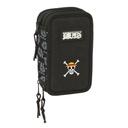 Triple Pencil Case One Piece Pirates Black 12,5 x 19,5 x 5,5 cm 37 Pieces