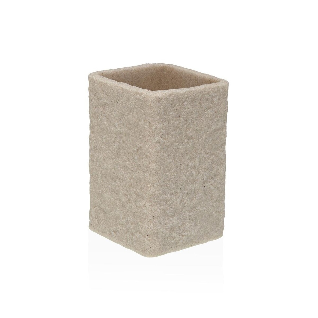Toothbrush Holder Versa Viti Beige Resin 7,4 x 10,6 x 7,4 cm