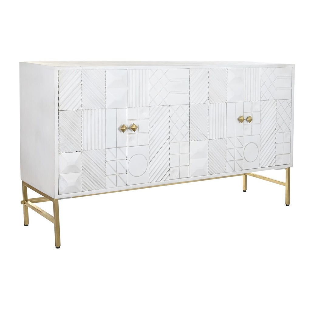 Sideboard DKD Home Decor White Brass Mango wood 157 x 43 x 84 cm 153 x 43 x 84 cm Rhombus