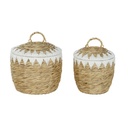 Set of decorative boxes Home ESPRIT White Natural Natural Fibre Boho (2 Pieces)