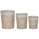 Laundry basket Home ESPRIT Cream wicker Shabby Chic 45 x 45 x 55 cm 3 Pieces