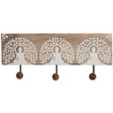 Wall mounted coat hanger Home ESPRIT White Black Natural Metal Mango wood Buddha 38 x 5 x 16 cm