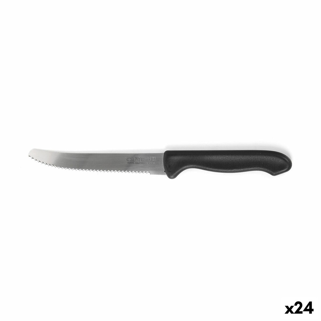 Meat Knife Set Cuyfor Black Silver 12 cm 6 Pieces (24 Units)
