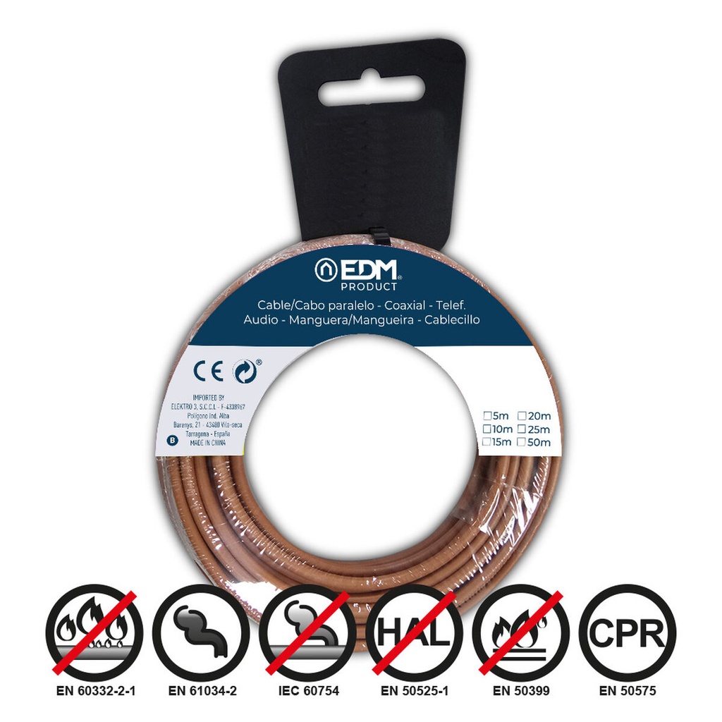 Cable de Interfaz Paralelo EDM 28507 28507 Marrón 50 m