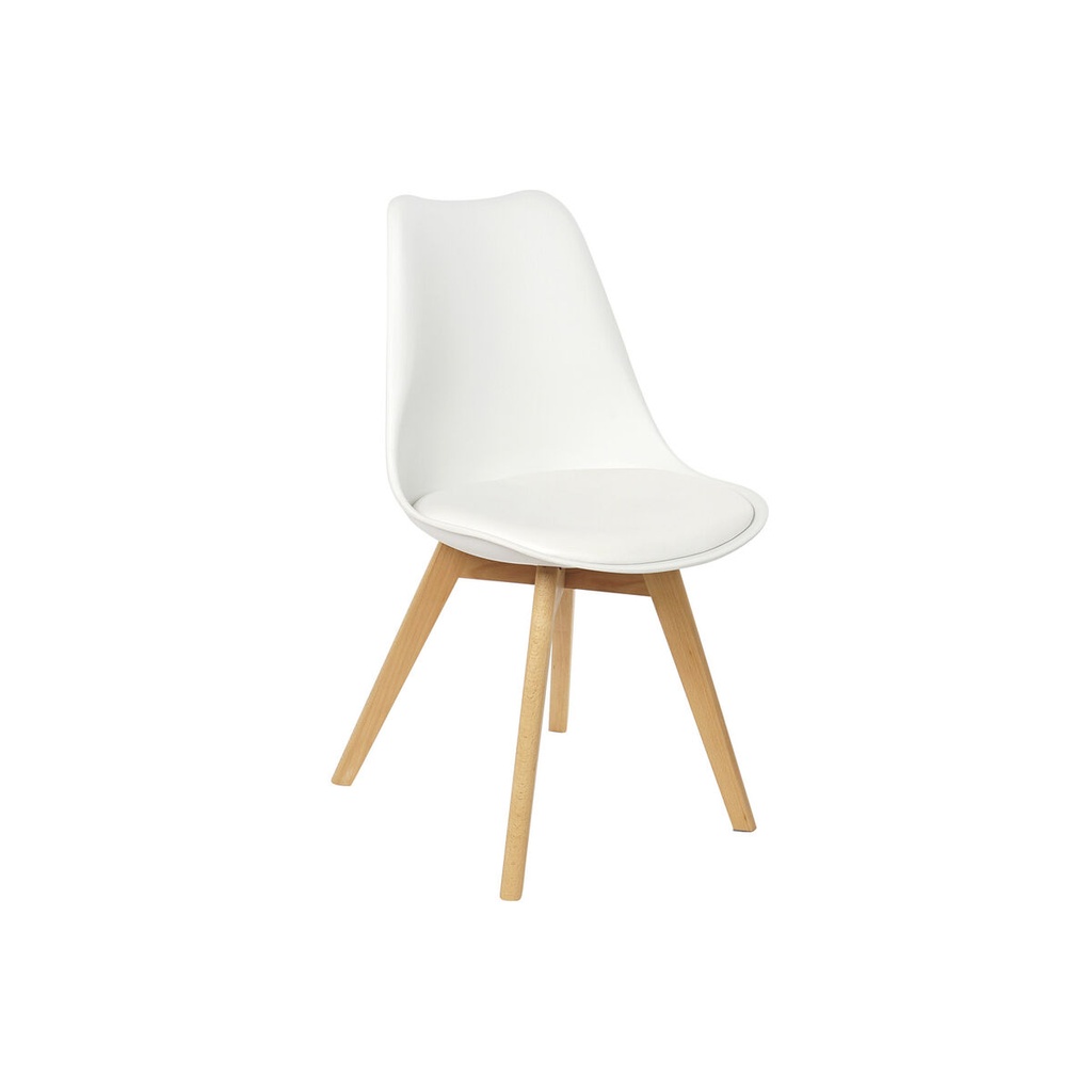 Silla DKD Home Decor Blanco Natural Polipropileno Madera de haya 48 x 55 x 83 cm