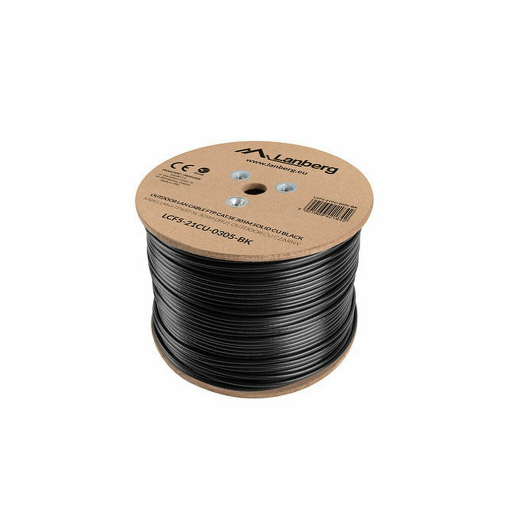 Cable de Red Rígido FTP Categoría 5e Lanberg LCF5-21CU-0305-BK Negro 305 m