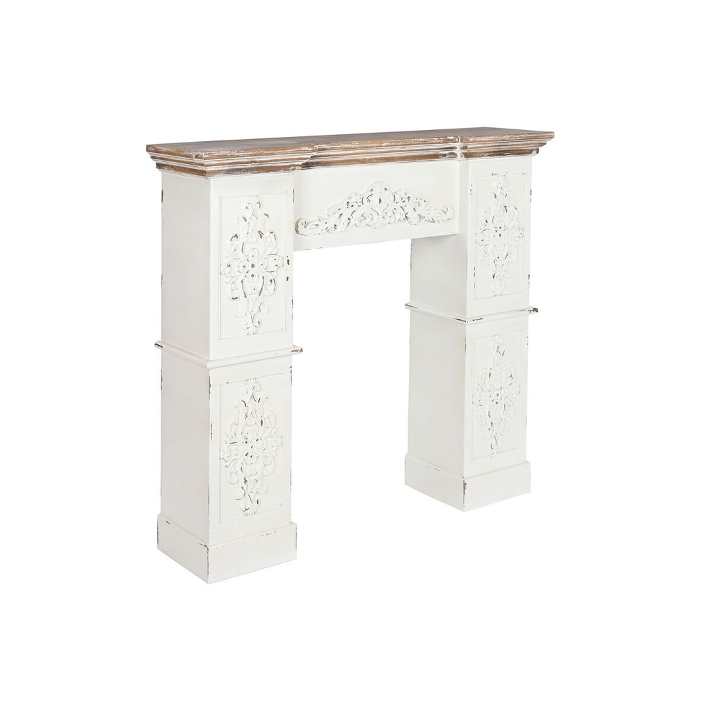 Frontal de chimenea Home ESPRIT Blanco Natural Abeto Madera MDF 120 x 29,5 x 116 cm