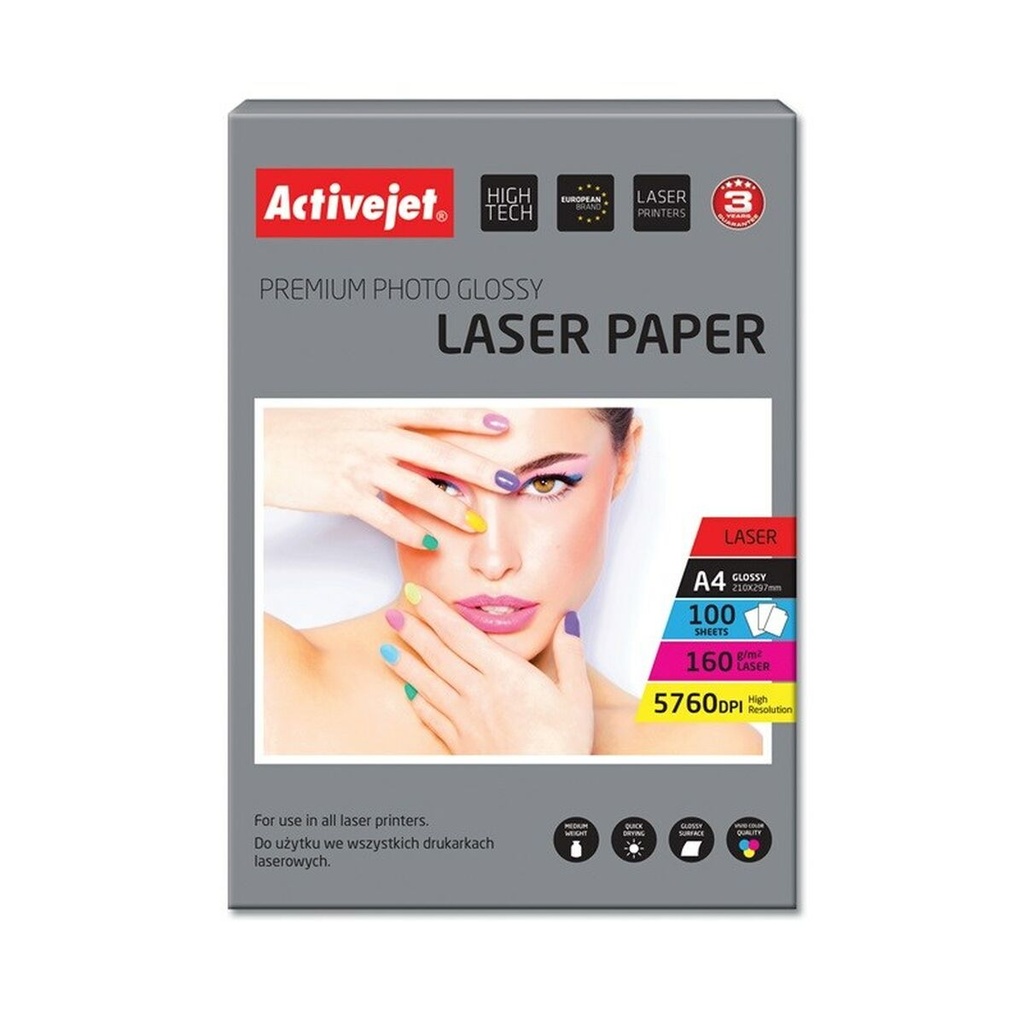 Papel Fotográfico Brillante Activejet AP4-160G100L A4 100 Hojas 21 x 29,7 cm