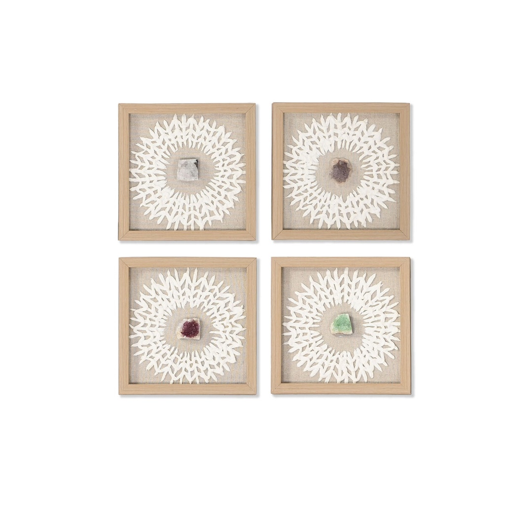 Juego de 4 cuadros Home ESPRIT Papel Cristal 22 x 2 x 22 cm
