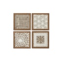 Juego de 4 cuadros Home ESPRIT Papel Cristal 22 x 2 x 22 cm