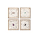 Juego de 4 cuadros Home ESPRIT Papel Cristal 22 x 2 x 22 cm