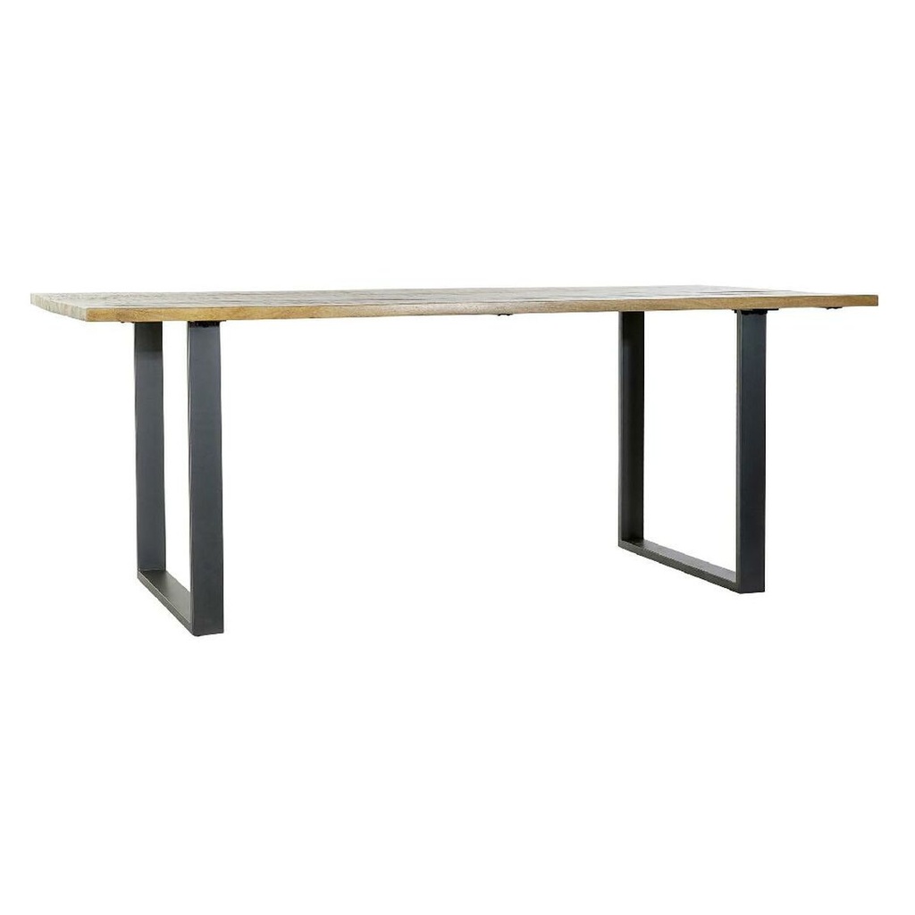 Dining Table Home ESPRIT Black Natural Metal Mango wood 200 x 100 x 76 cm