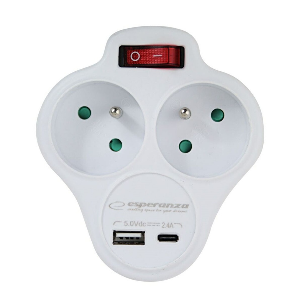 Plug adapter Esperanza ELK311W 2 Plugs