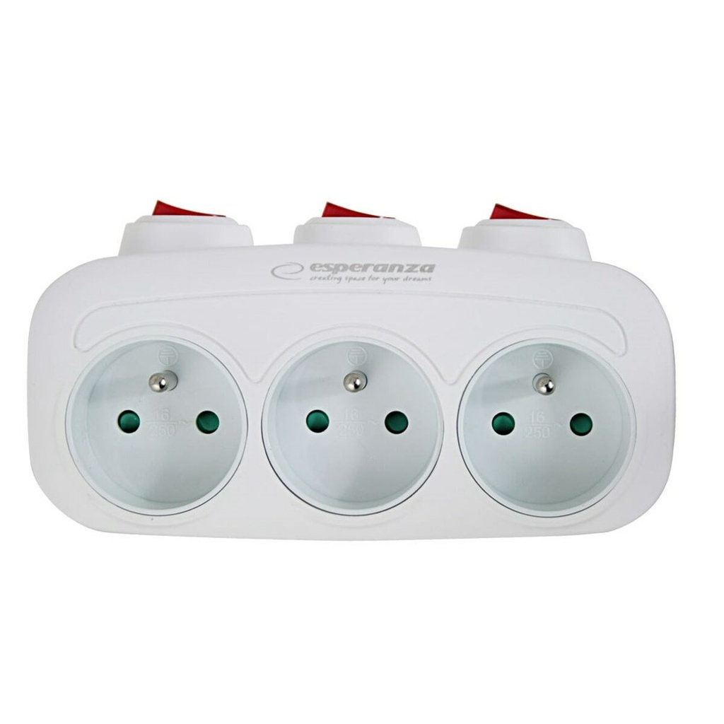Ladrón de enchufe Esperanza ELK307W 3 Enchufes