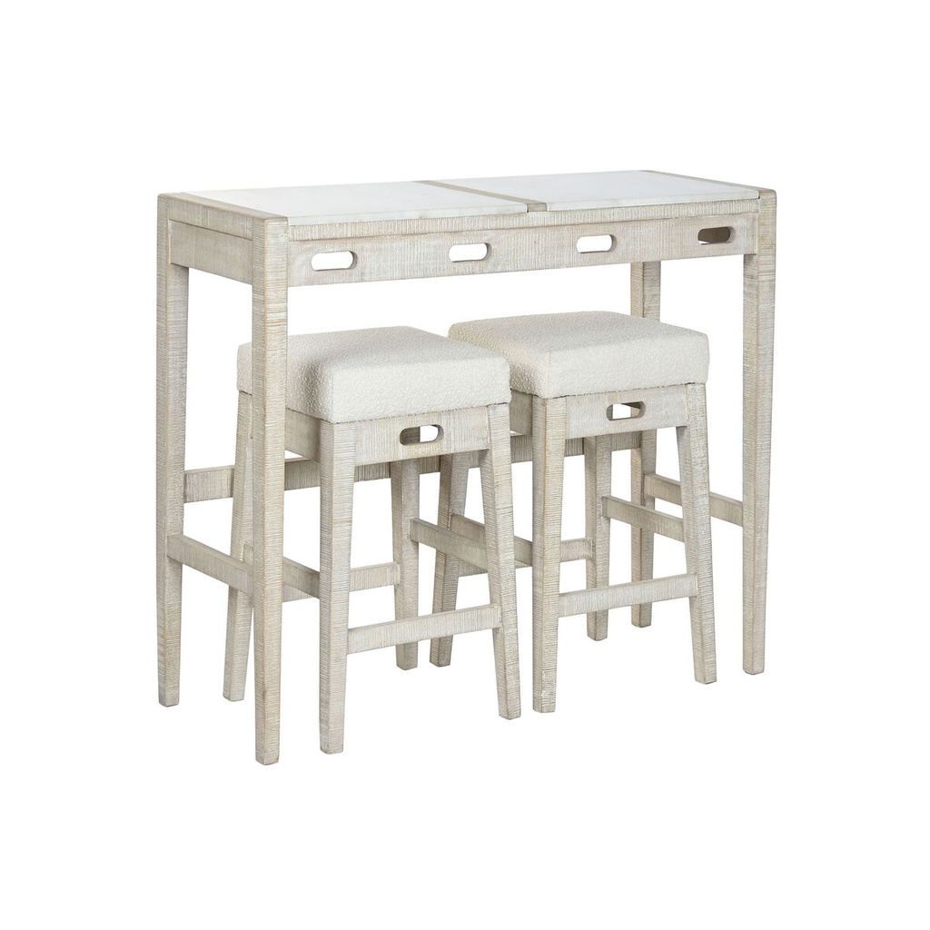 Table set with chairs Home ESPRIT White Natural 112 x 40 x 96 cm