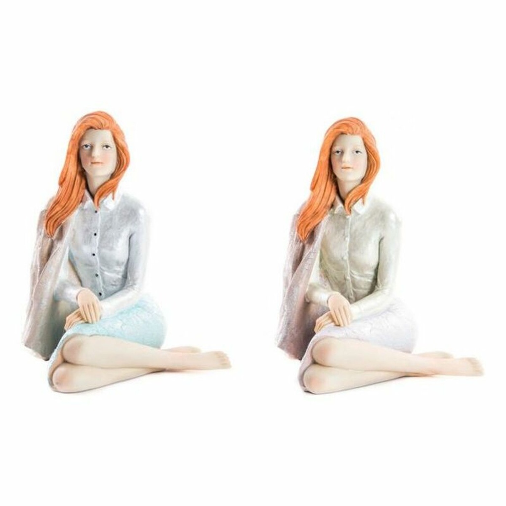 Decorative Figure DKD Home Decor Lady Romantic 15 x 18 x 19,5 cm (2 Units) (2 Pieces)