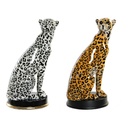 Figura Decorativa DKD Home Decor Blanco Negro Naranja Leopardo Colonial 16 x 16 x 32 cm (2 Unidades) (2 Piezas)