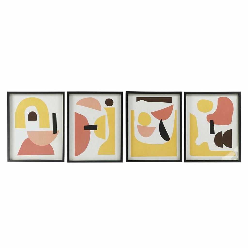 Cuadro DKD Home Decor Cristal Madera MDF 40 x 2,5 x 50 cm (4 Piezas)