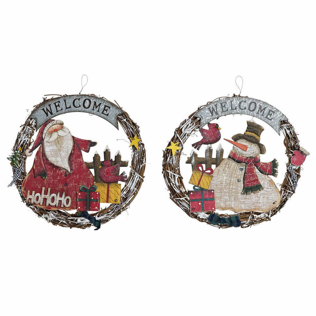 Adorno Navideño DKD Home Decor Madera Cuerda Papá Noel (2 pcs) (31 x 4 x 30 cm)