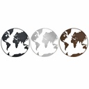 Decoración de Pared DKD Home Decor Metal Mapamundi (100 x 1 x 100 cm) (3 pcs)