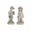 Figura Decorativa DKD Home Decor Azul Rosa Resina Niño (18 x 15 x 41 cm) (2 pcs)