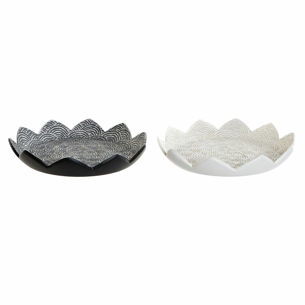 Centerpiece DKD Home Decor White Black Beige Grey Resin 39 x 39 x 7 cm (2 Units)
