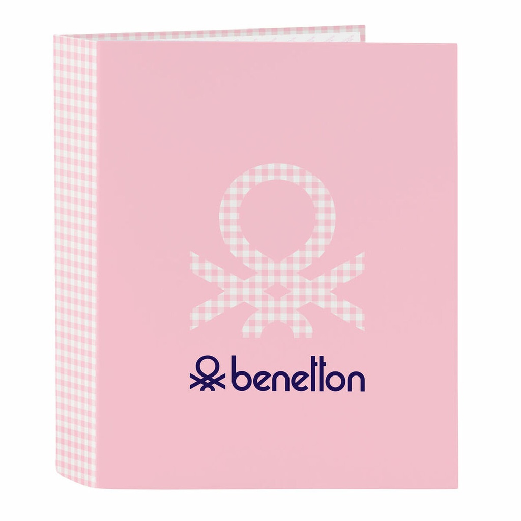Carpeta de anillas Benetton Vichy Rosa A4 27 x 33 x 6 cm
